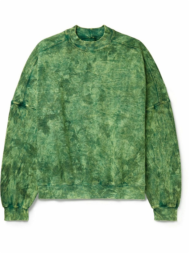 Photo: Monitaly - Throwing Fits Mock-Neck Tie-Dyed Cotton-Jersey Sweatshirt - Green