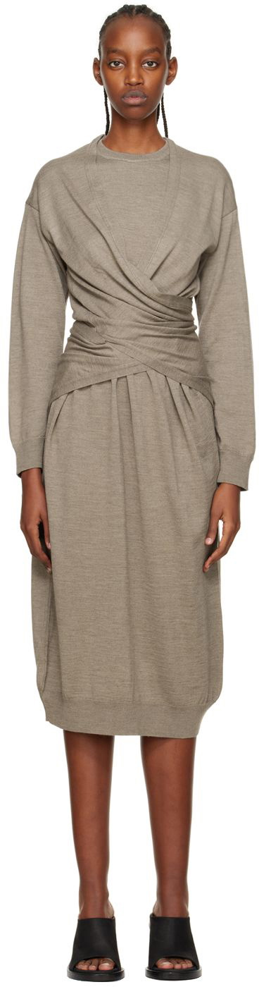 Lemaire Beige Wrap Midi Dress Lemaire