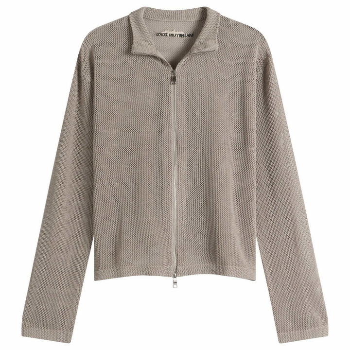 Photo: MKI Men's Linen Loose Knit Track Jacket in Taupe