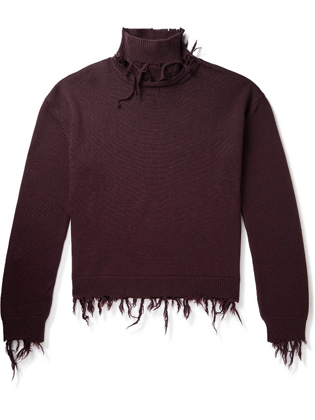 Photo: VETEMENTS - Oversized Distressed Merino Wool Rollneck Sweater - Brown