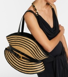 Balmain Raffia-effect striped shoulder bag