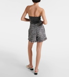 Self-Portrait Fringed high-rise bouclé shorts