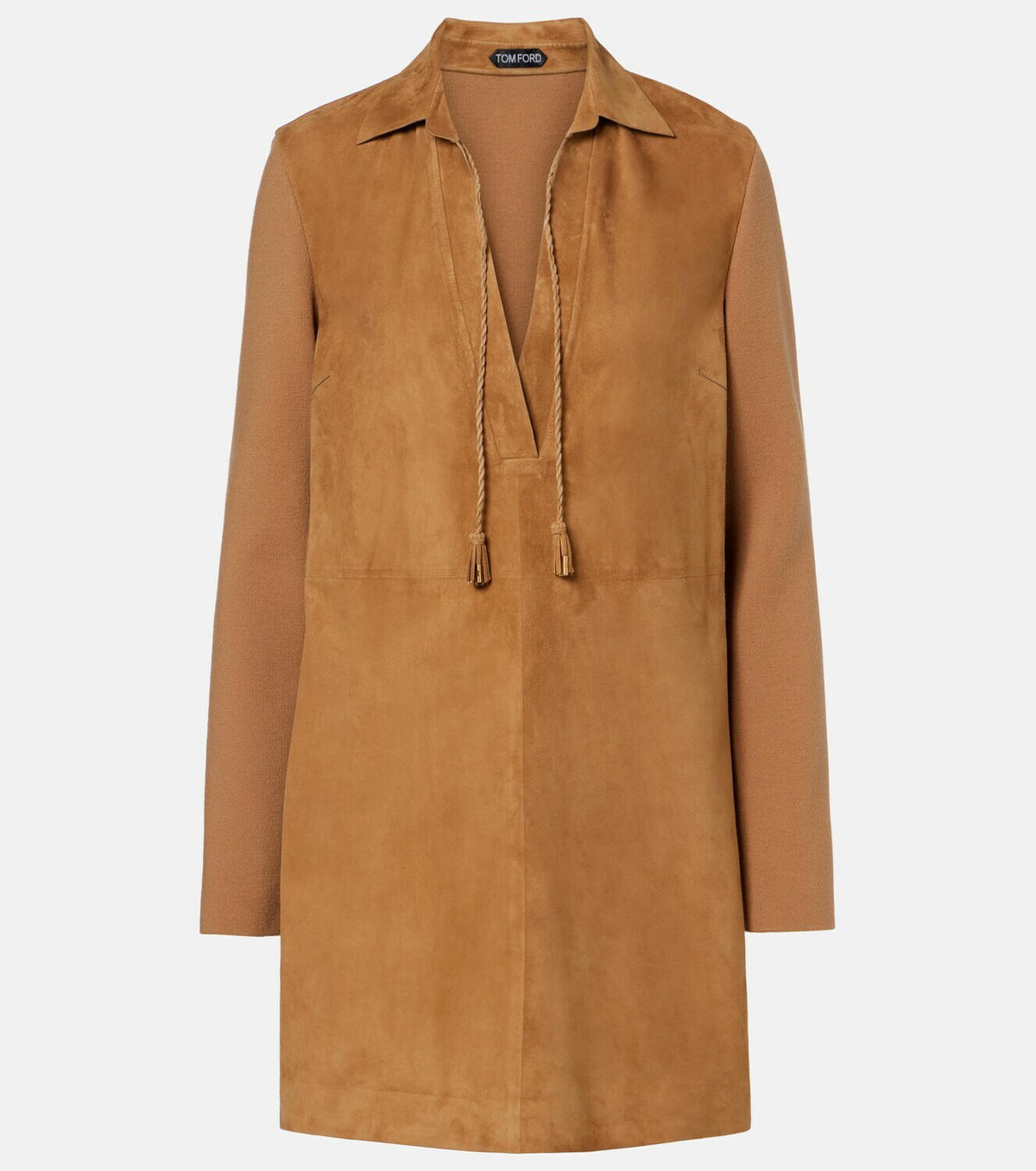Tom Ford Wool-blend and suede minidress