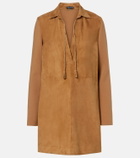 Tom Ford Wool-blend and suede minidress