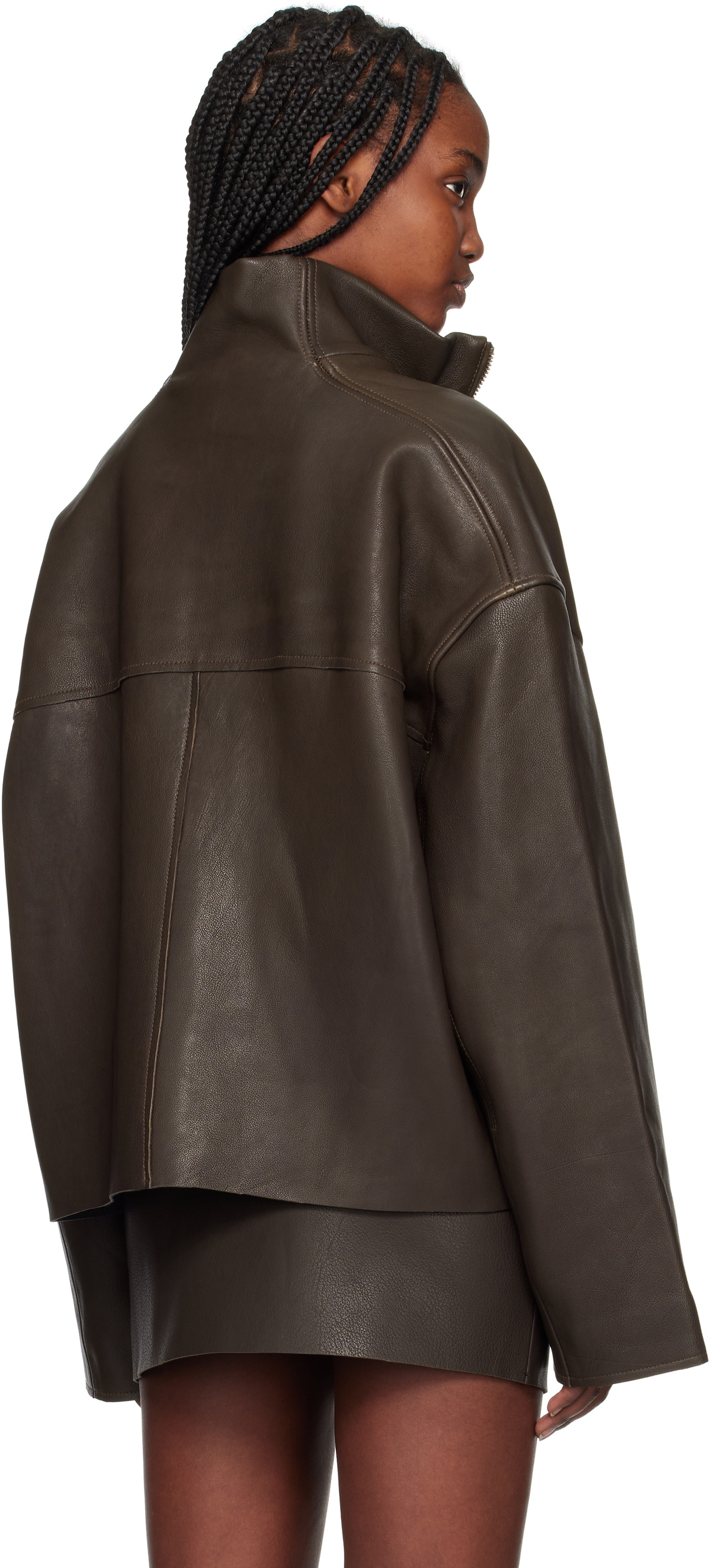 REMAIN Birger Christensen Brown Bonded Leather Jacket