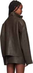REMAIN Birger Christensen Brown Bonded Leather Jacket