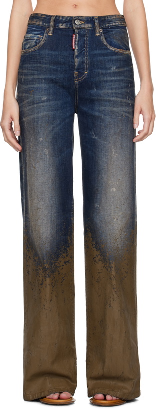 Photo: Dsquared2 Blue & Brown Traveller Jeans