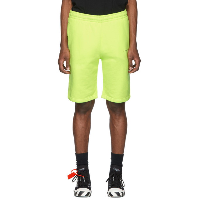 Photo: Off-White Yellow Logo Sweat Shorts