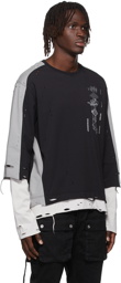 C2H4 Black & Grey Distressed Layered T-Shirt