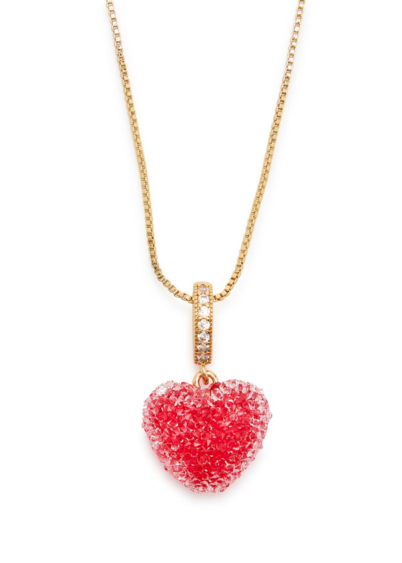 Photo: Crystal Haze Jelly Heart 18kt Gold-plated Necklace - Red - One Size