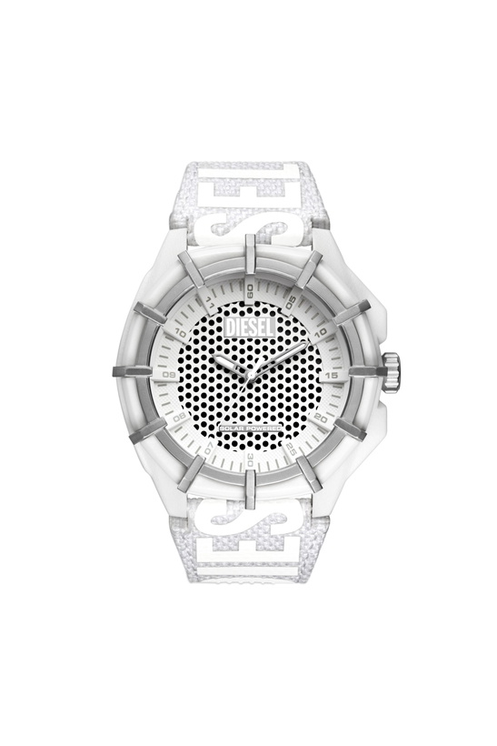 Photo: Diesel Framed solar white textile watch - Timeframes Mens in White