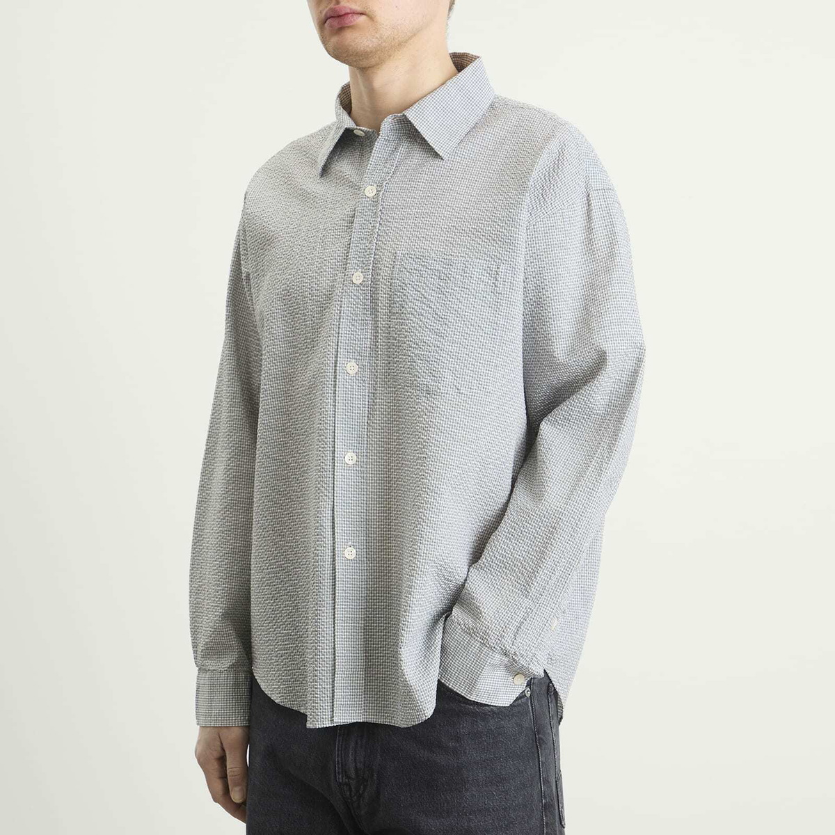 mfpen Men's Textured Check Executive Shirt in Bottle Grey