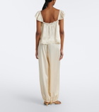 Dôen Yaria lace-trimmed silk satin balloon pants