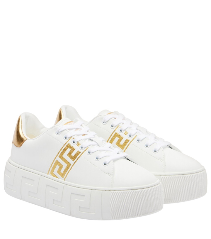 Photo: Versace Greca embroidered sneakers