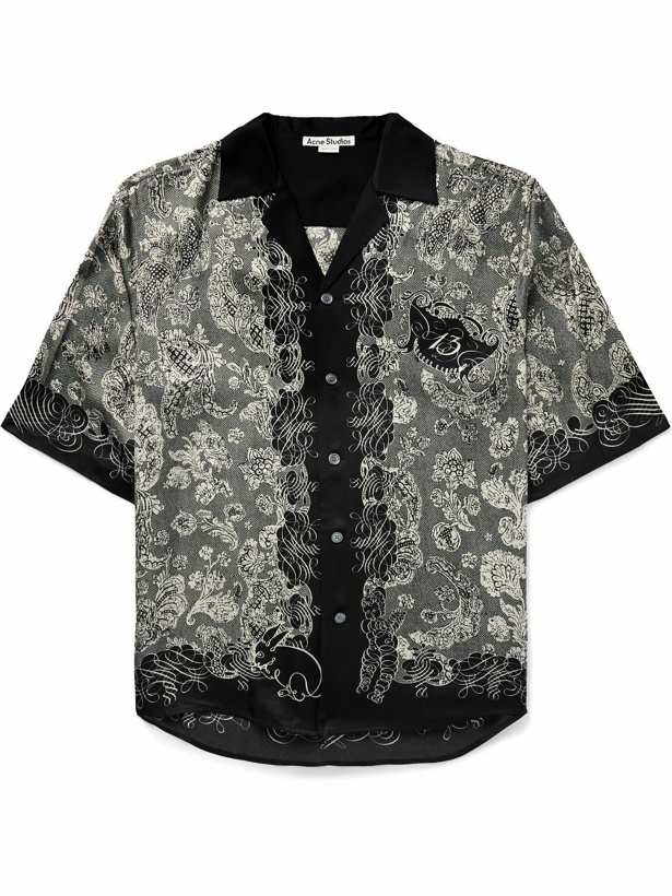 Photo: Acne Studios - Sowen Camp-Collar Printed Satin Shirt - Black