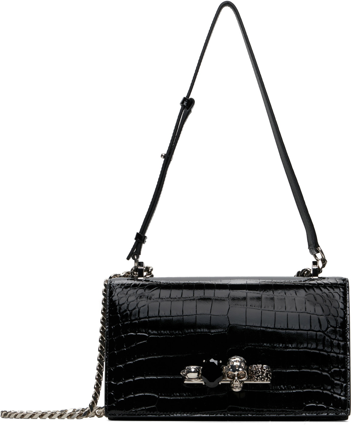 McQueen Black Jewelled Satchel