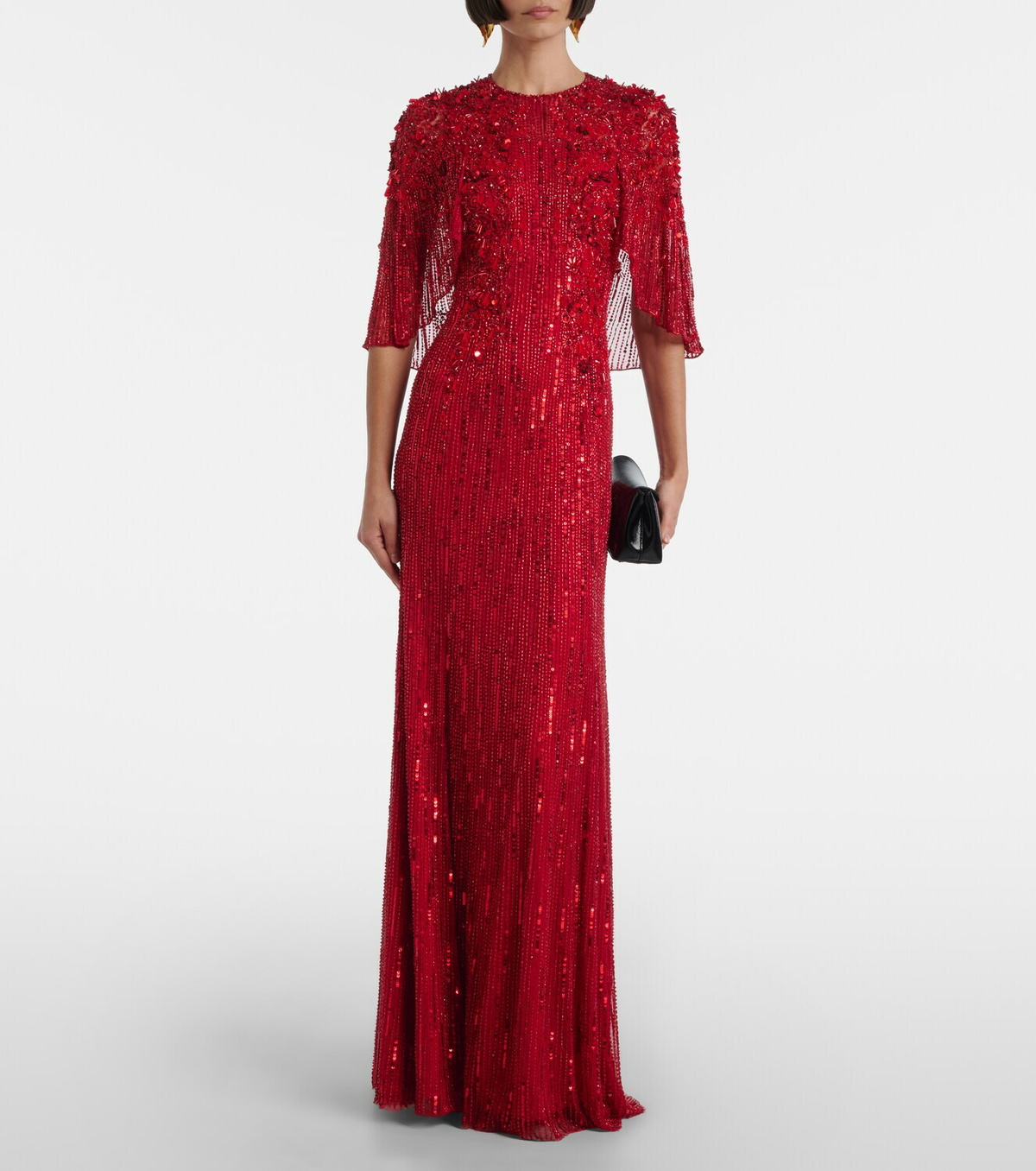 Jenny Packham Violetta embellished caped gown