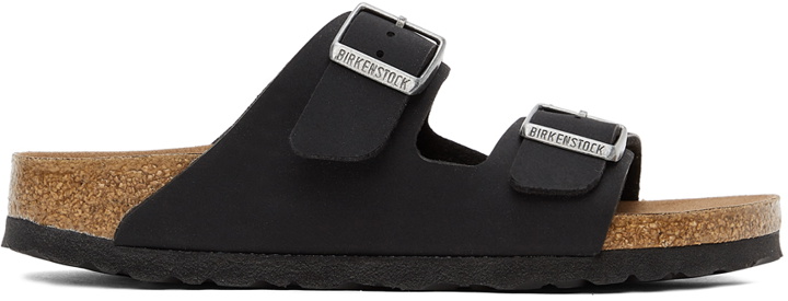 Photo: Birkenstock Black Birkibuc Narrow Arizona Sandals