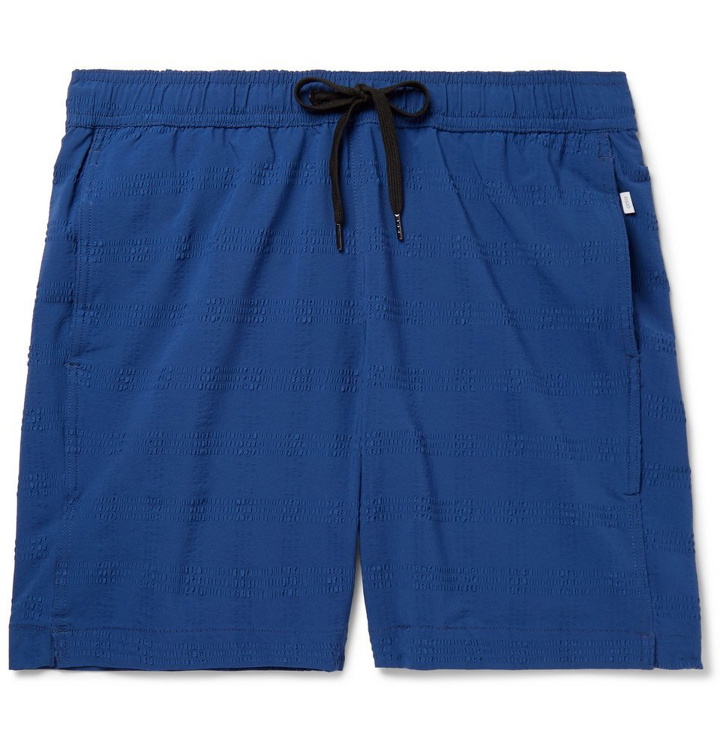 Photo: Onia - Charles Mid-Length Seersucker Swim Shorts - Navy