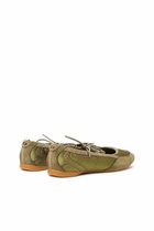 Diesel D-Mile - Lace-up ballerina flats in leather and mesh - Flats Womens in Green