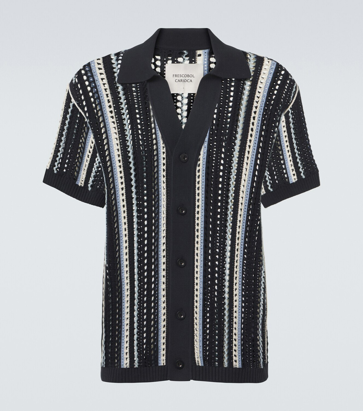Frescobol Carioca Pinto crochet striped cotton shirt