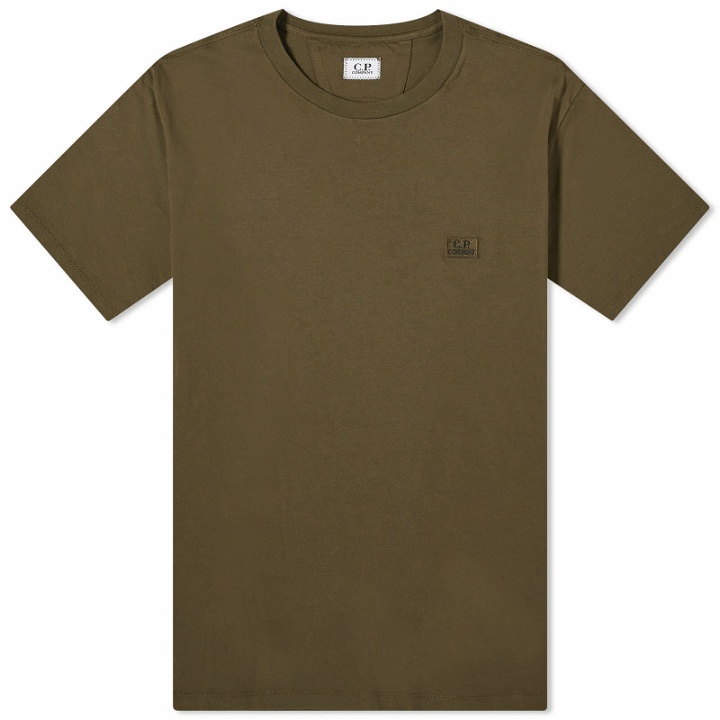 Photo: C.P. Company Men's 30/1 Jersey Logo T-Shirt in Ivy Green