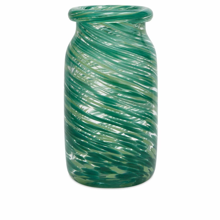 Photo: HAY Splash Roll Neck Vase in Green Swirl 