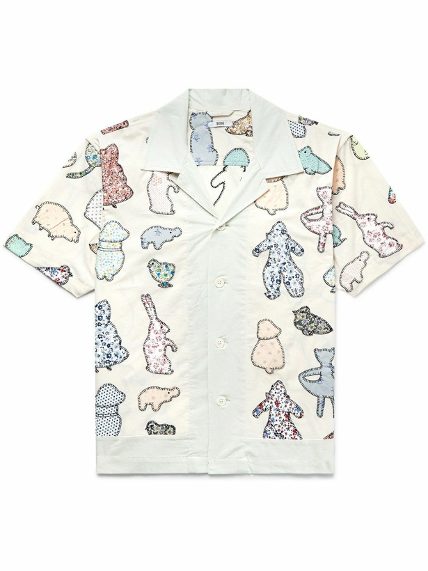 Photo: BODE - Critter Camp-Collar Appliquéd Cotton-Poplin Shirt - Neutrals