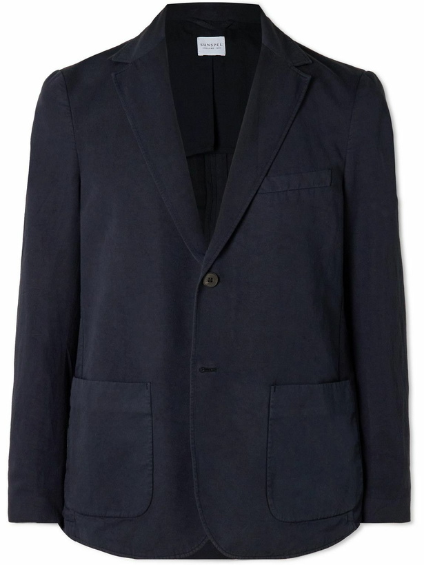 Photo: Sunspel - Unstructured Cotton and Linen-Blend Blazer - Blue