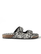 SAINT LAURENT - Jimmy Zebra-Print Calf Hair Sandals - White