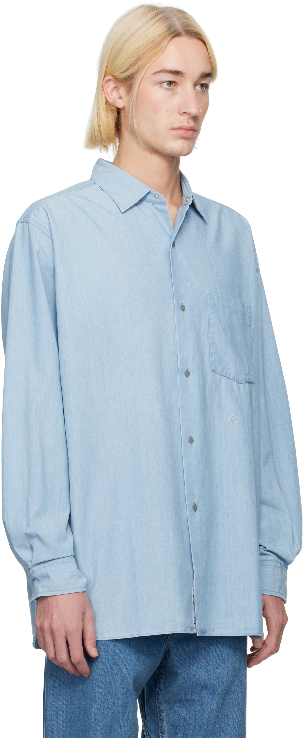 nanamica Blue Regular Collar Chambray Shirt Nanamica