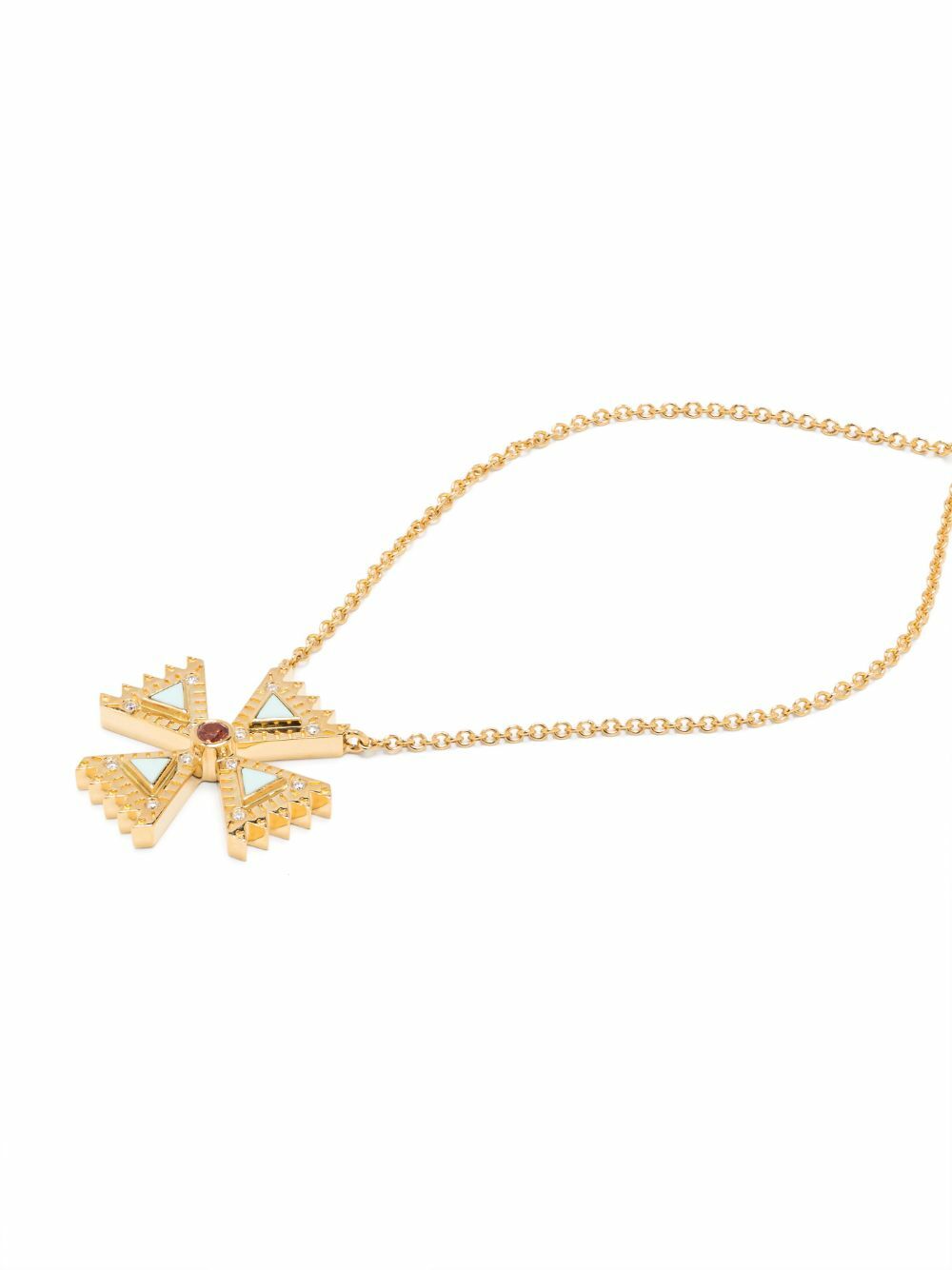 Harwell Godfrey 18K Yellow Gold Cross Diamond And Sapphire Pendant Necklace