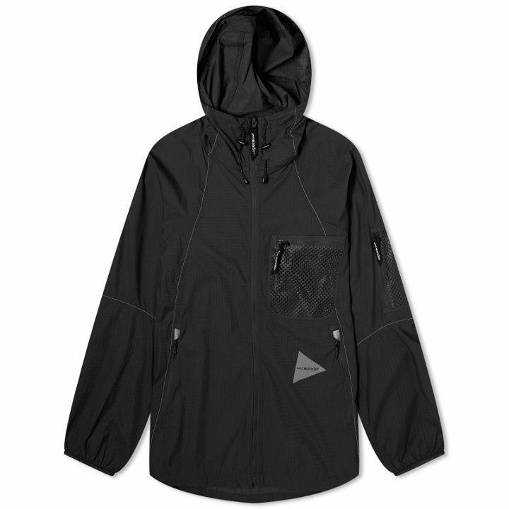 Photo: and wander Men's Breathable Ripstop Hooded Jacket in Black