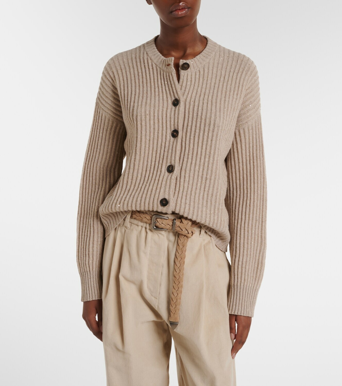 Brunello Cucinelli Ribbed-knit cashmere and wool-blend cardigan