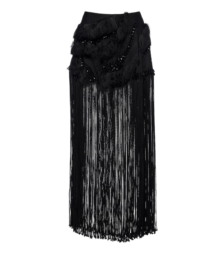 Photo: Xu Zhi Braided embellished fringed miniskirt