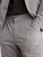 Oliver Spencer - Morton Straight-Leg Pleated Checked Cotton-Blend Suit Trousers - Gray