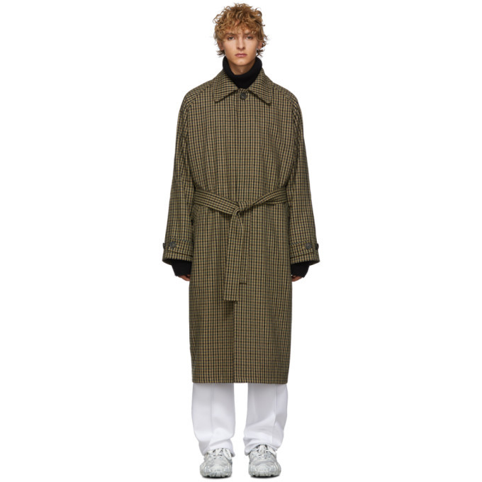 Photo: Acne Studios Beige Vichy Check Wool Over Coat