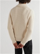 TOM FORD - Shawl-Collar Cashmere and Mohair-Blend Cardigan - Neutrals