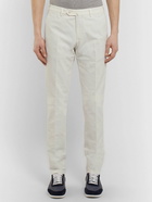 Loro Piana - Slim-Fit Washed Cotton-Blend Trousers - White