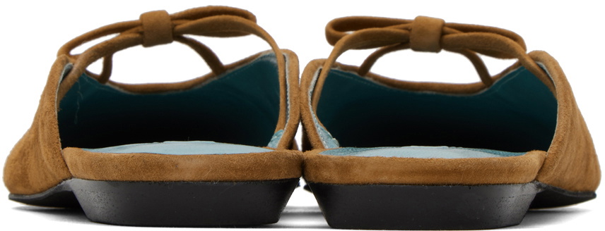 BY FAR Tan Finn Suede Leather Mules