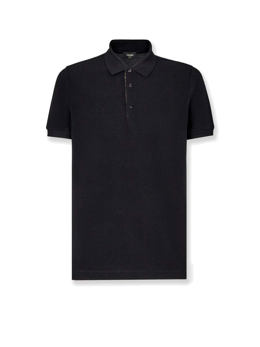 Tシャツ・カットソー FENDI Black Wool Polo Shirt Fendi Polo Shirt Black Mens Fendi