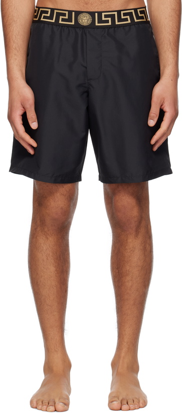 Photo: Versace Underwear Black Greca Border Swim Shorts