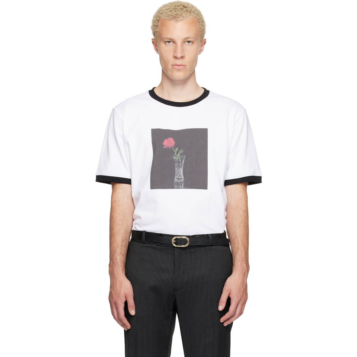 Ernest W. Baker White Rose Print T-shirt
