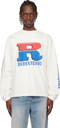 Rhude Off-White Split Petrol Logo LS T-shirt