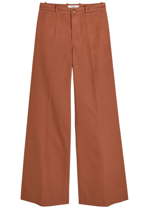 Photo: Chloe Flared-leg Canvas Trousers Light Brown