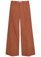 Chloe Flared-leg Canvas Trousers Light Brown
