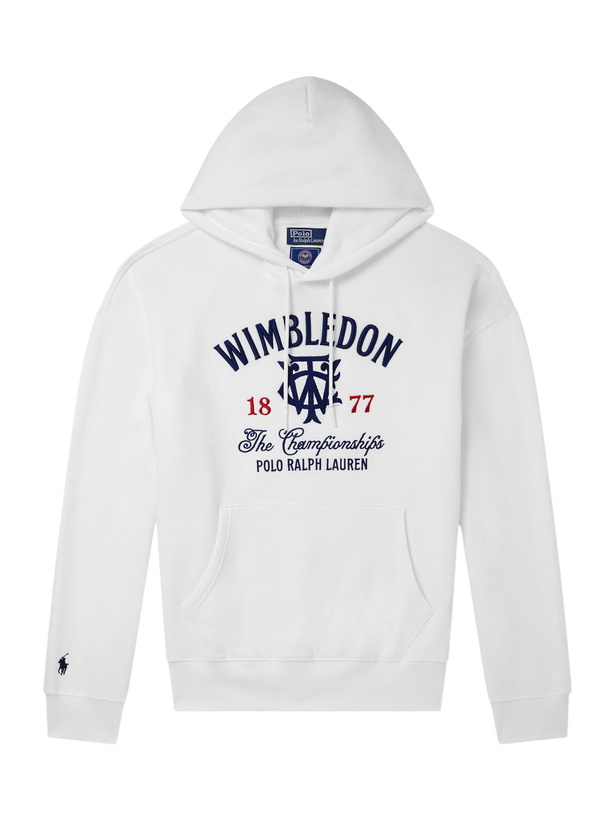 Photo: Polo Ralph Lauren - Wimbledon Logo-Embroidered Cotton-Blend Hoodie - White