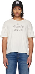 R13 White 'I Don't Care' Relaxed T-shirt