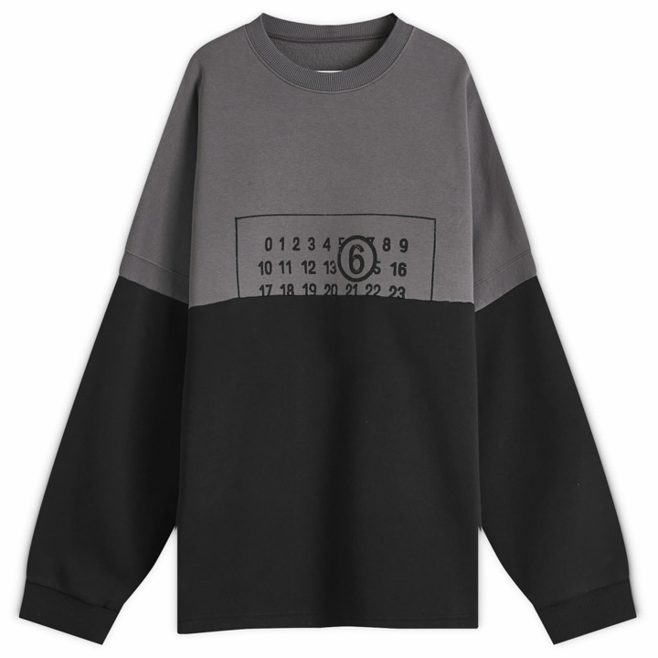 Photo: MM6 Maison Margiela Men's Split Number Logo Sweatshirt in Grey/Black