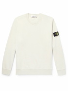 Stone Island - Logo-Appliquéd Garment-Dyed Cotton-Jersey Sweatshirt - White